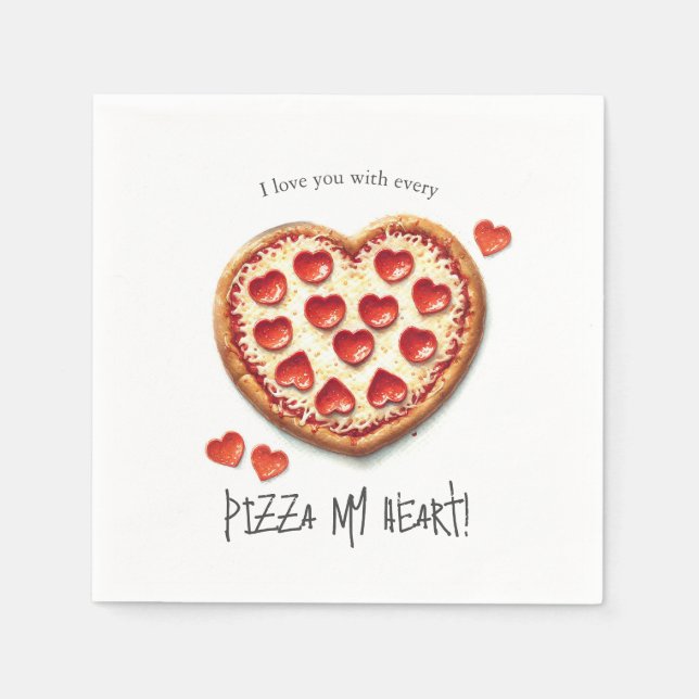 Niedlich Valentins Pizza-Party Napkins Serviette (Vorderseite)