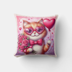 Niedlich Valentinstag Katze/Kätzchen Kissen