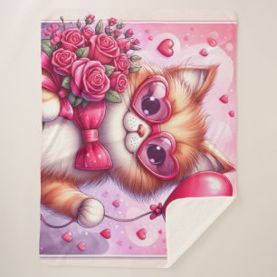 Niedlich Valentinstag Katze/Kätzchen Sherpadecke