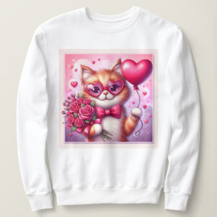 Niedlich Valentinstag Katze/Kätzchen Sweatshirt