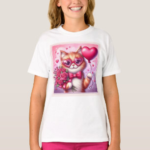 Niedlich Valentinstag Katze/Kätzchen T-Shirt