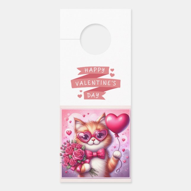 Niedlich Valentinstag Katze/Kätzchen Türanhänger (Vorderseite)