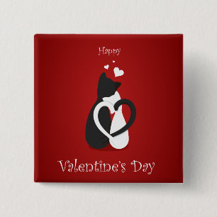 Niedlich Valentinstag Katzen Liebe Button