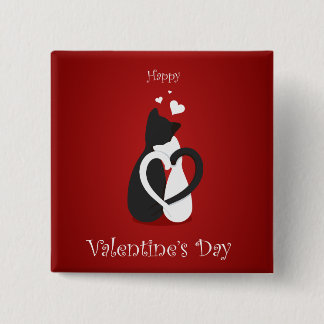 Niedlich Valentinstag Katzen Liebe Button