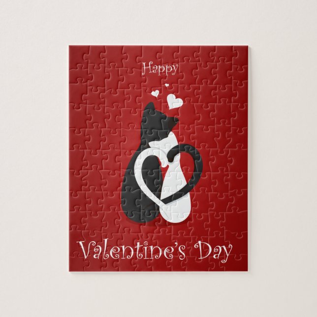 Niedlich Valentinstag Katzen Liebe Puzzle (Vertikal)