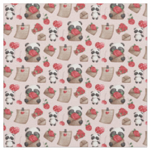Niedlich Valentinstag Panda Bären Liebe Muster Fab Stoff