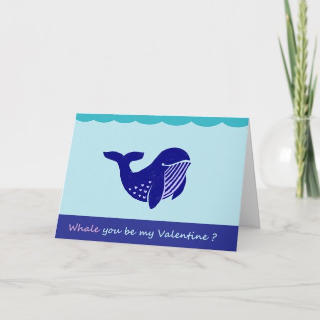 Niedlich Valentinstag Whale Funny Grußkarte Feiertagskarte (Vorderseite)