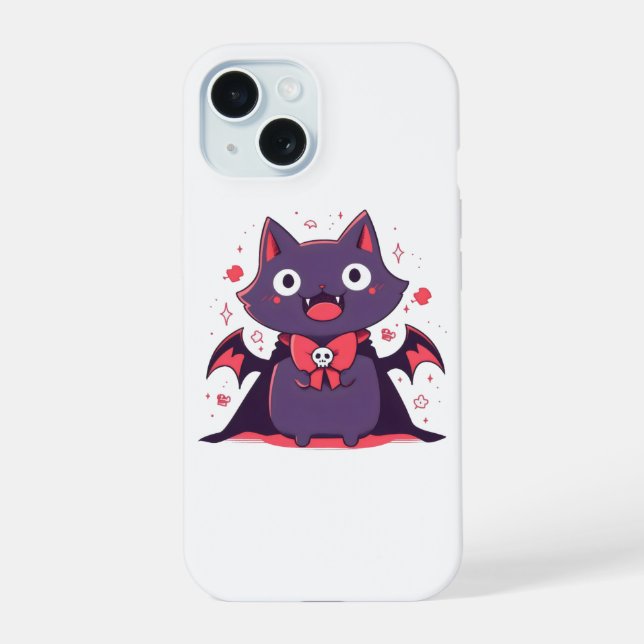 Niedlich Vampire Cat iPhone 15 Hülle (Rückseite)
