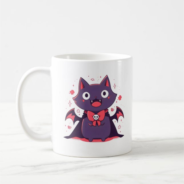 Niedlich Vampire Cat Kaffeetasse (Links)