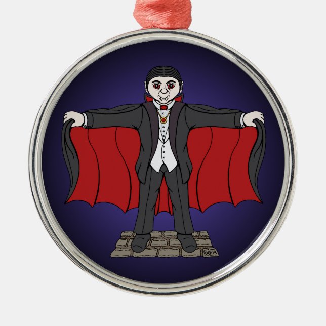 Niedlich Vampire/Dracula Silbernes Ornament (Vorne)