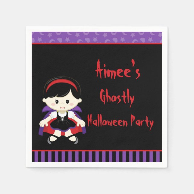 Niedlich Vampire Girl Halloween-Party Serviette (Vorderseite)