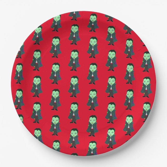 Niedlich Vampire Halloween-Party Pappteller (Vorderseite)