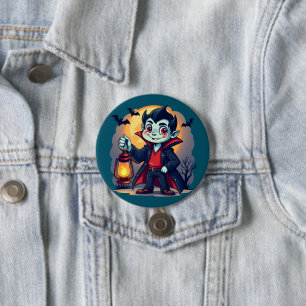 Niedlich Vampire mit Lantern Kawaii Halloween Button