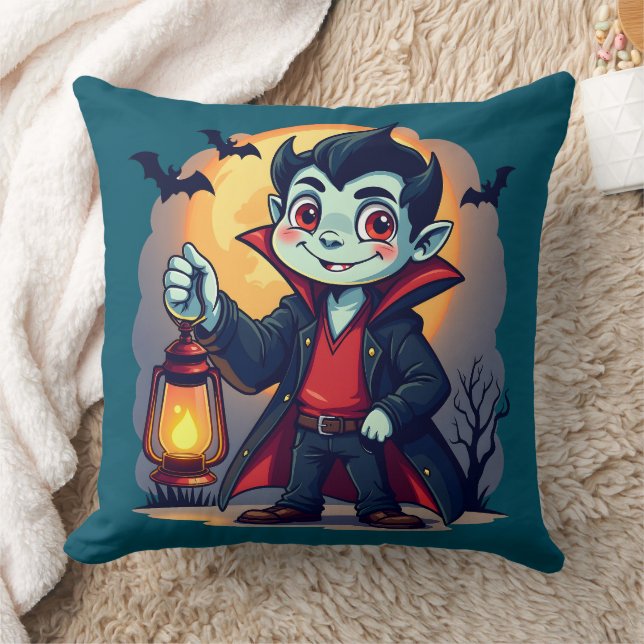 Niedlich Vampire mit Lantern Kawaii Halloween Kissen (Decke)