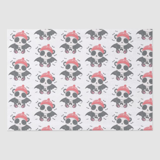 Niedlich Vampire Panda Bats Ghost White Halloween Seidenpapier (Vorderseite)