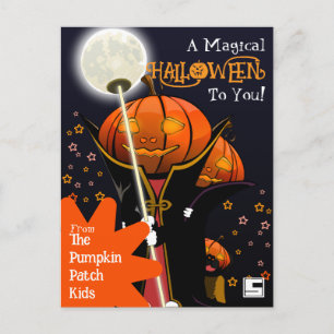Niedlich Vampire Pumpkin Kids Halloween Design Postkarte