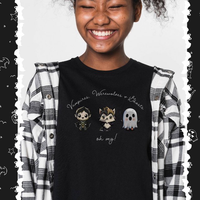 Niedlich Vampire, Werwolf und Ghost Halloween T-Shirt (Von Creator hochgeladen)