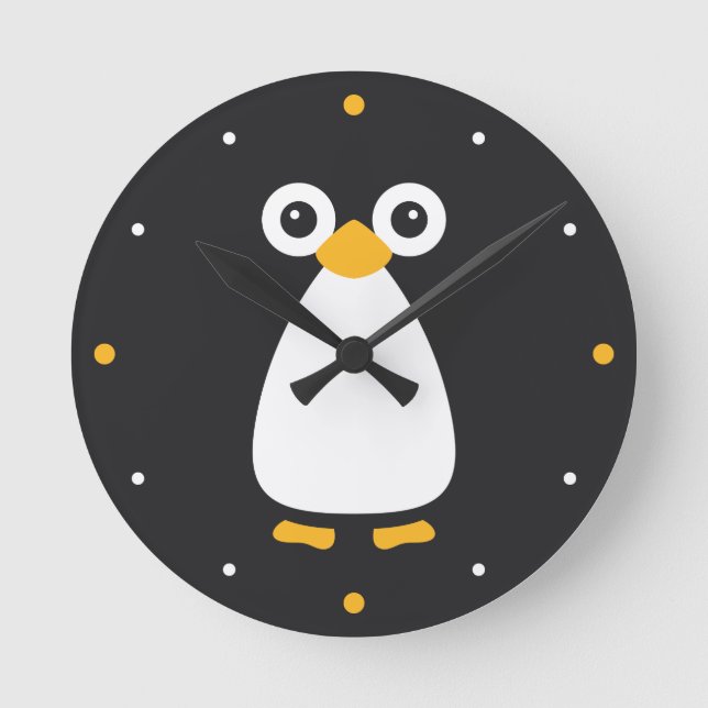 Niedlich Vector Penguin Runde Wanduhr (Vorderseite)