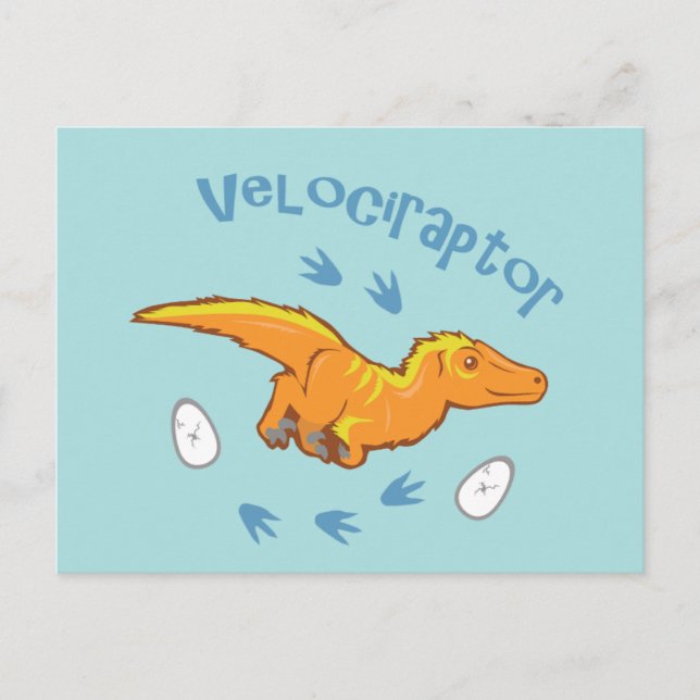 Niedlich Velociraptor Postkarte (Vorderseite)