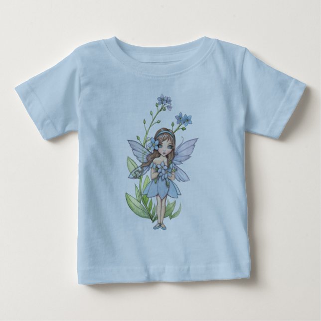 Niedlich vergessen Sie mich nicht Blume Fairy Baby T-shirt (Vorderseite)