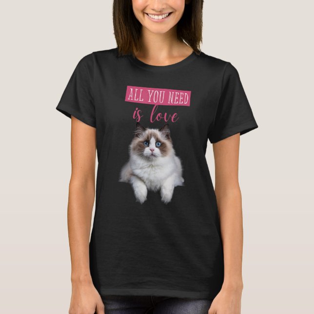 Niedlich versteckte Kitten Liebe Nachricht Katzenm T-Shirt (Vorderseite)