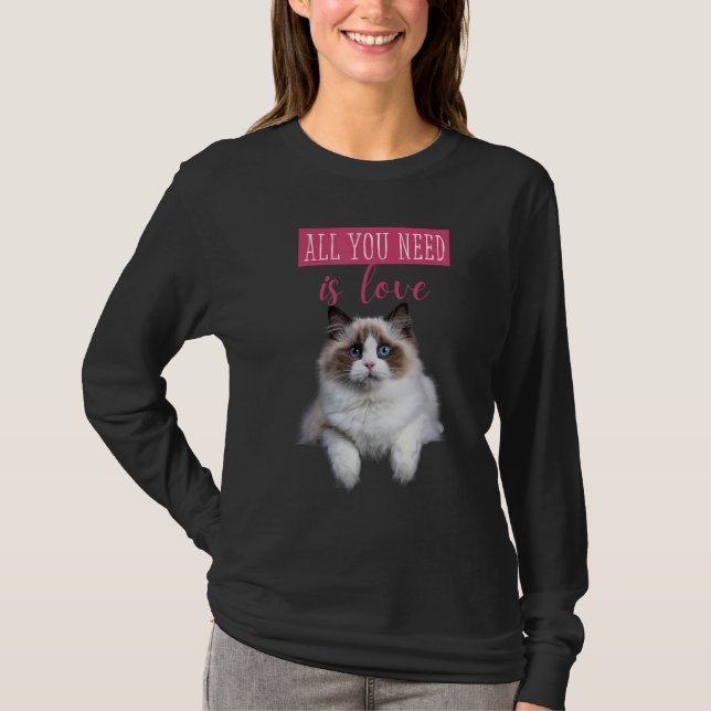 Niedlich versteckte Kitten Liebe Nachricht Katzenm T-Shirt (Vorderseite)