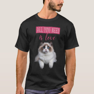 Niedlich versteckte Kitten Liebe Nachricht Katzenm T-Shirt