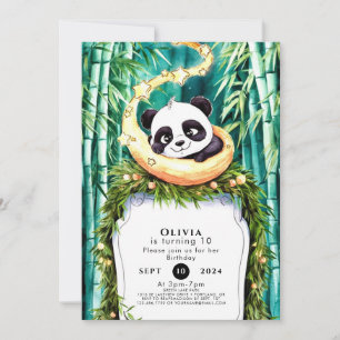 Niedlich verzauberte Pastel Panda zum Geburtstag Einladung