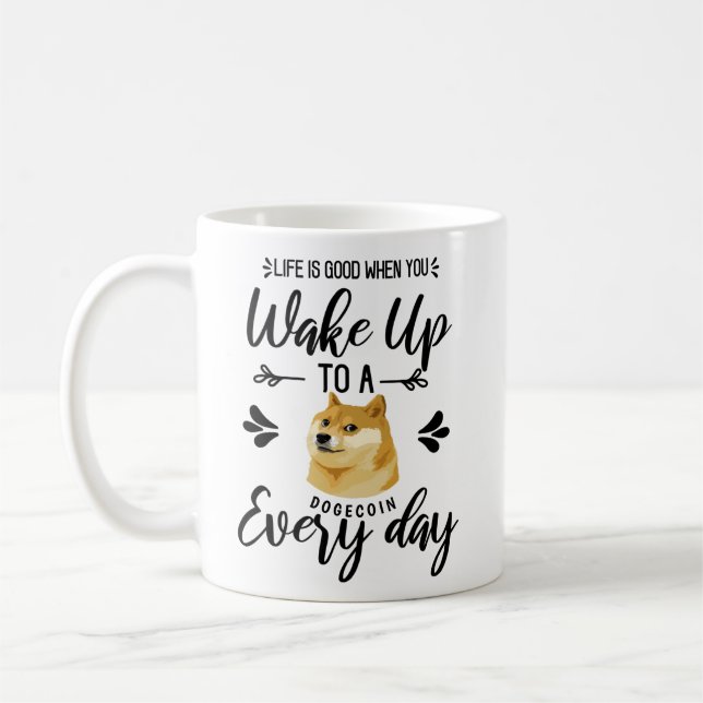 Niedlich viel Wow! Dogecoin Meme Hodl Kaffeetasse (Links)