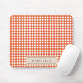 Niedlich Vintag Orange Gingham Kariert Personalisi Mousepad