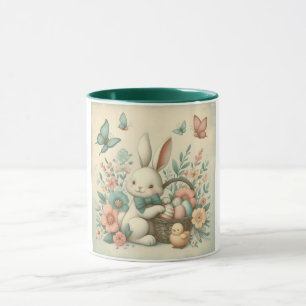 Niedlich, Vintag Osterhasen und Küken Tasse