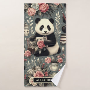 Niedlich Vintag Panda Floral Badehandtuch