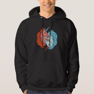 Niedlich Vintag Retro Yin Yang Unicorns Unicorns L Hoodie