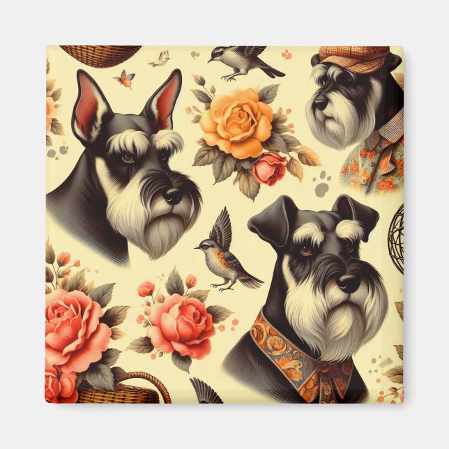 Niedlich Vintag Schnauzer Magnet (Vorne)