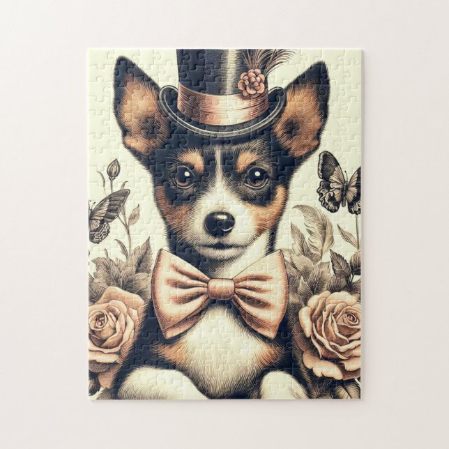 Niedlich Vintag Toy Fox Terrier Puzzle (Vertikal)