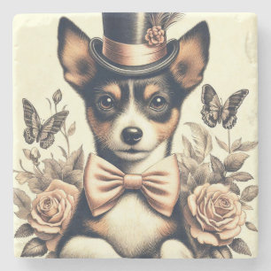 Niedlich Vintag Toy Fox Terrier Steinuntersetzer