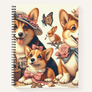 Niedlich Vintag Welsh Corgi Cardigan Notizbuch