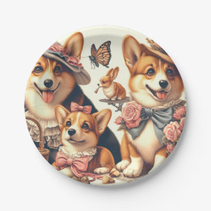 Niedlich Vintag Welsh Corgi Cardigan Pappteller