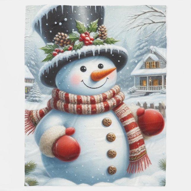 Niedlich, Vintag/Whimsischer Weihnachts-/Wintersch Fleecedecke (Vorderseite)