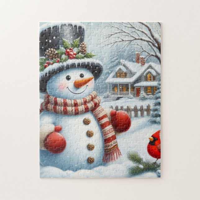 Niedlich, Vintag/Whimsischer Weihnachts-/Wintersch Puzzle (Vertikal)