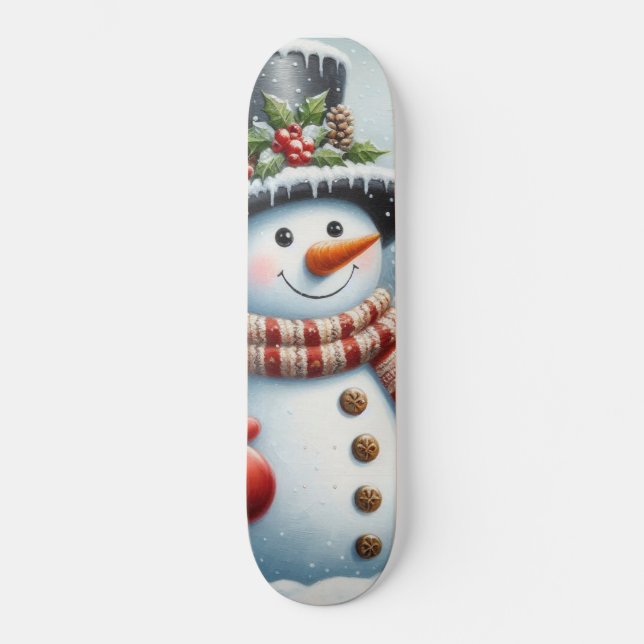 Niedlich, Vintag/Whimsischer Weihnachts-/Wintersch Skateboard (Vorderseite)
