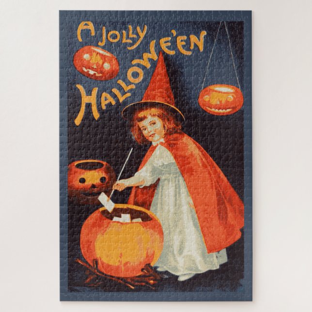 Niedlich Vintage A Jolly Halloween Pumpkins Puzzle (Vertikal)