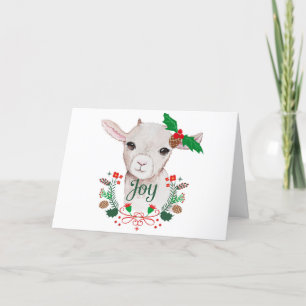 Niedlich Vintage Christmas Baby Goat - Joy Feiertagskarte