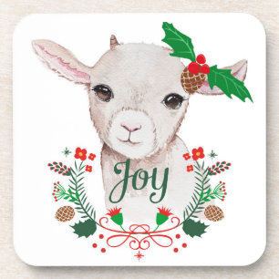 Niedlich Vintage Christmas Baby Goat - Joy Getränkeuntersetzer