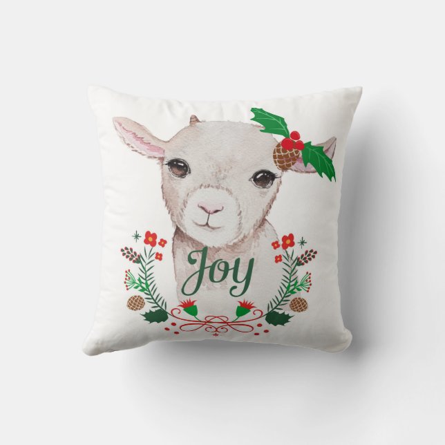 Niedlich Vintage Christmas Baby Goat - Joy Kissen (Rückseite)