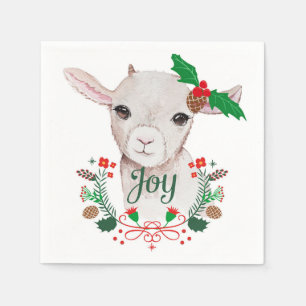 Niedlich Vintage Christmas Baby Goat - Joy Serviette