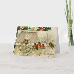 Niedlich Vintage Christmas Baby Robins Feiertagskarte