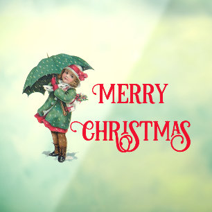 Niedlich Vintage Christmas Girl Custom Fensteraufkleber