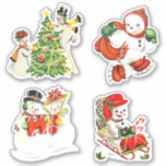Niedlich Vintage Christmas Snowman Aufkleber<br><div class="desc">Niedliche Weihnachtsschneemobil-Stickers für Grußkarten,  Einladungen,  Baby-/Kindergeschenke,  oder andere Zwecke.</div>