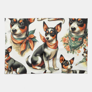 Niedlich Vintage Ratte Terrier Seamless Geschirrtuch